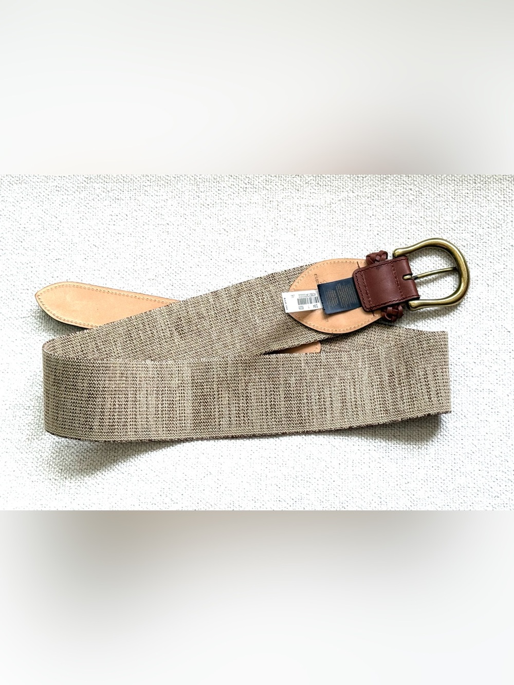 Brooks Brothers Brown Braided Leather Accent Stretch Waist Belt - Picture 3 of 7